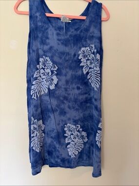 Pineapple Moon Blue Floral Tie-Dye Midi dress